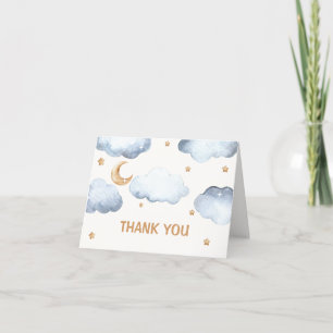 Ivory Måne Stars Twinkle Boy Shower Tack Kort