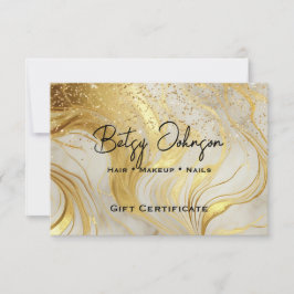 Ivory Marble & Gold Glitter Gift Certificate Card Inbjudningar