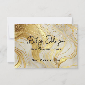 Ivory Marble & Gold Glitter Gift Certificate Card Inbjudningar