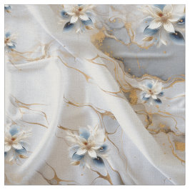 Ivory Marble Silke & Soft Light Blåa blommor Tyg