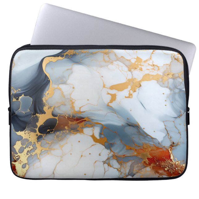 Ivory Marble with Gold & Rust Veins Laptop Fodral (Framsidan)