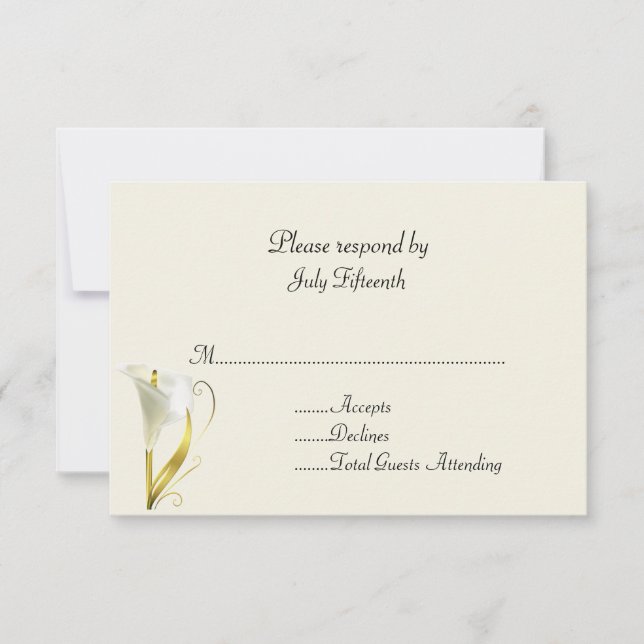 Ivory med Calla Lily Bröllop OSA Card Kort (Framsida)