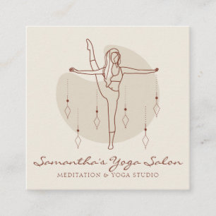Ivory Meditation Pose Yoga Pilates Andlig Gym Fyrkantigt Visitkort