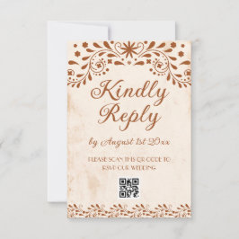 Ivory Mexican Floral Wedding QR code OSA Kort