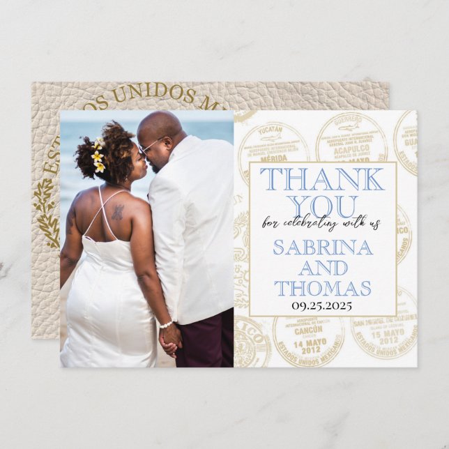 Ivory Mexiko Bröllop Photo Tack (Fram/baksida)