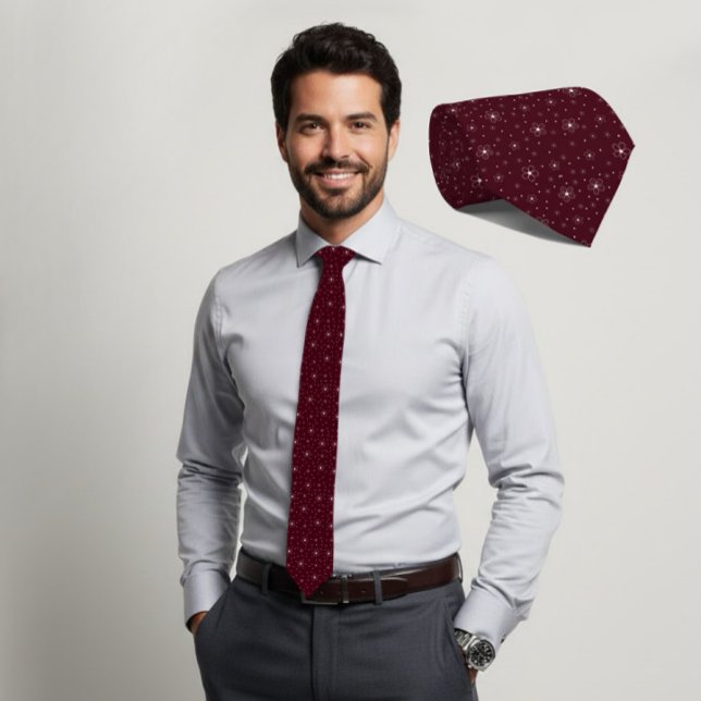 Ivory Micro Floral Dark Burgundy Tie Slips (Skapare uppladdad)