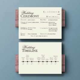 Ivory Minimalist Boho Wedding Program Timeline