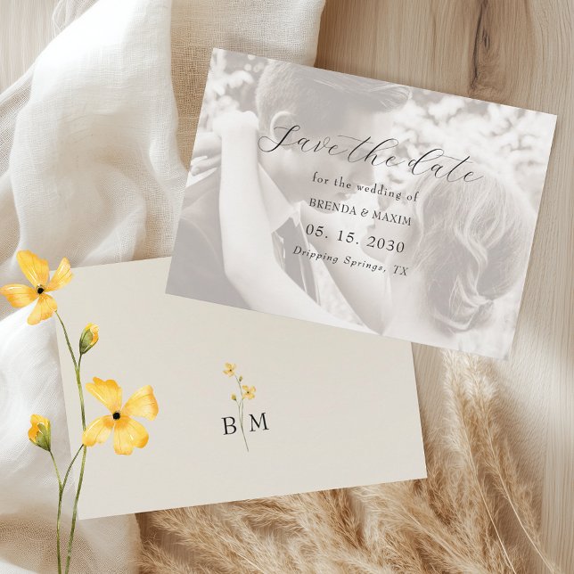 Ivory Minimalist Photo Wedding Spara Datumet (Skapare uppladdad)