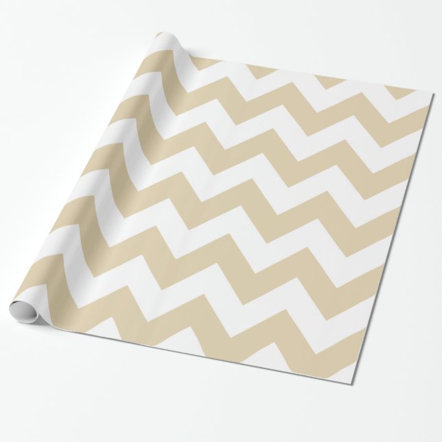 Ivory Mocha Neutralt Chevrons Presentpapper (Utrullad)