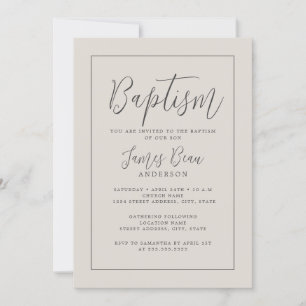 Ivory Modern Baptism Inbjudningar