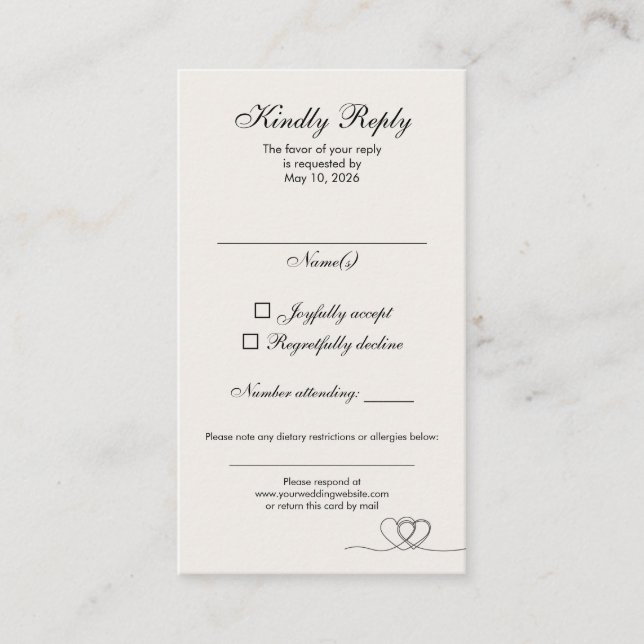 Ivory Modern Chic Mix and Match Wedding RSVP Card Visitkort (Framsida)