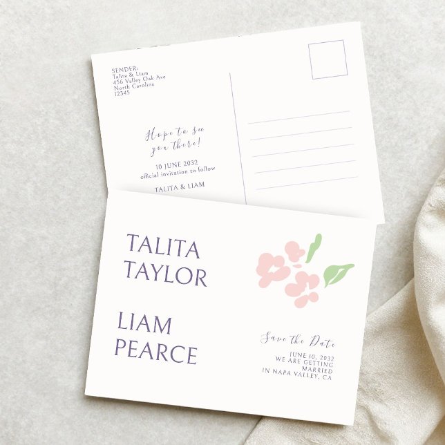 Ivory | Modern Minimal Floral Wedding  Vykort (Skapare uppladdad)