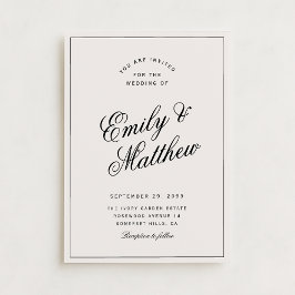 Ivory Modern Script Wedding Invitation Inbjudningar