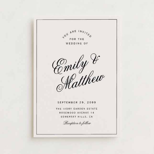 Ivory Modern Script Wedding Invitation Inbjudningar (Skapare uppladdad)