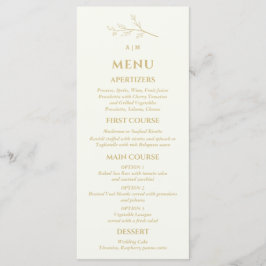 Ivory Monogram Botanical Minimalist Wedding Meny