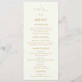 Ivory Monogram Botanical Minimalist Wedding Meny