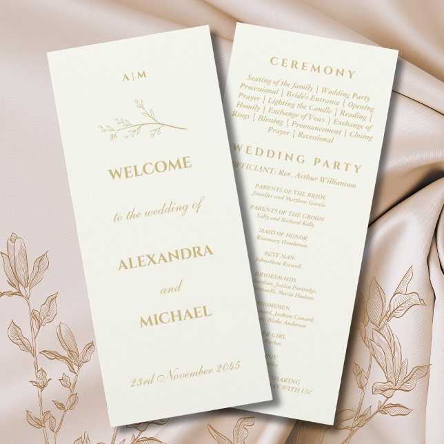 Ivory Monogram Botanical Minimalist Wedding  Program (Skapare uppladdad)
