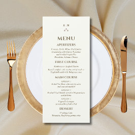 Ivory Monogram Pearl Christian Wedding Menu Meny