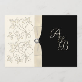 Ivory och Black med Pearl Kärlek Knot-inbjudan Inbjudningar