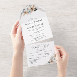 Ivory och Blue Boho Blommigt Bröllop
