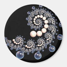 Ivory och Blue Pearl Spiral Magnet