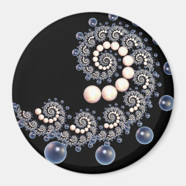 Ivory och Blue Pearl Spiral Magnet