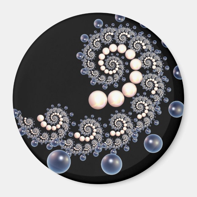 Ivory och Blue Pearl Spiral Magnet (Framsidan)