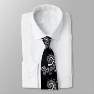 Ivory och Blue Pearl Spiral Neck Tie Slips