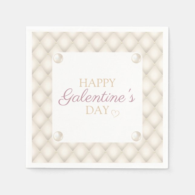 Ivory och Guld Galentin's Day Cocktail Napkin Pappersservett (Framsidan)