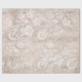 Ivory och White Grunge Distress Damask Presentpapper