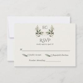 Ivory Olive Branch Monogram Wedding OSA Kort