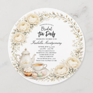 Ivory Palette Tea Party Bridal Shower Inbjudningar