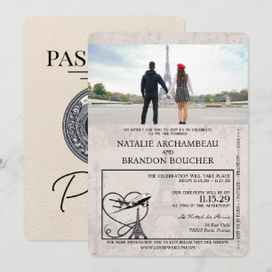 Ivory Paris Pass Bröllop Inbjudningar