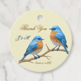Ivory Pastel Lovebird Romantic Bluebirds Bröllop Gåvor Etiketter