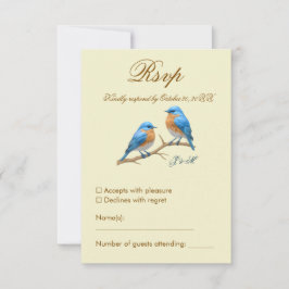 Ivory Pastel Lovebird Romantic Bluebirds Bröllop OSA Kort