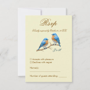 Ivory Pastel Lovebird Romantic Bluebirds Bröllop OSA Kort