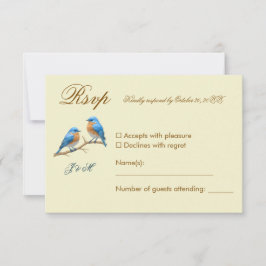 Ivory Pastel Lovebird Romantic Bluebirds Bröllop OSA Kort
