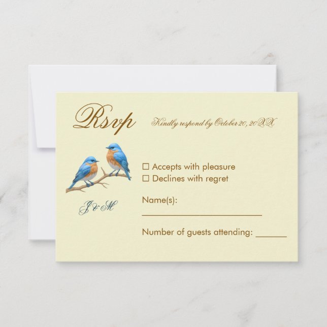 Ivory Pastel Lovebird Romantic Bluebirds Bröllop OSA Kort (Framsida)