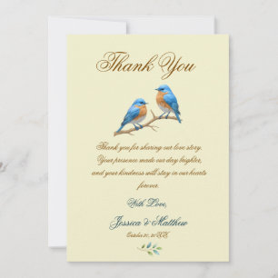 Ivory Pastel Lovebird Romantic Bluebirds Bröllop Tack Kort