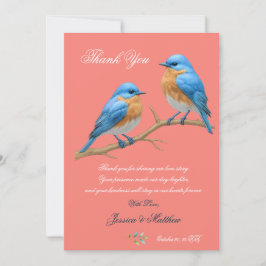 Ivory Pastel Lovebird Romantic Bluebirds Bröllop Tack Kort