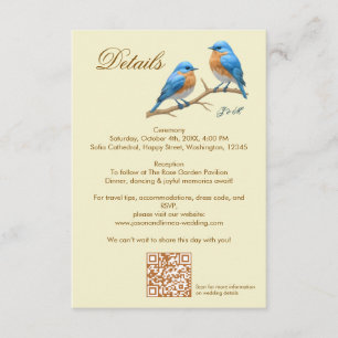 Ivory Pastel Lovebird Romantic Bluebirds Bröllop Tilläggskort