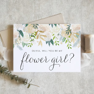 Ivory Peonies Glitter ska du bli min ungflicka Kort
