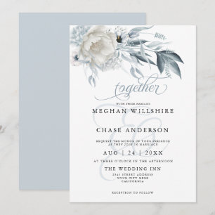 Ivory Peonies with Dusty Blue Anemone Blommigt Inbjudningar