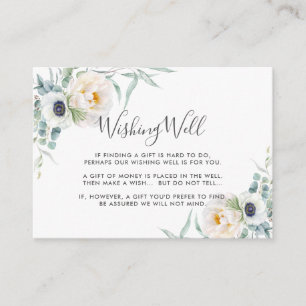 Ivory Peony Blommigt Eucalyptus Bröllop Wishing Wi Tilläggskort