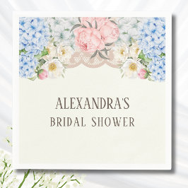 Ivory Peony Blue Hydrangea Bridal Shower Pappersservett