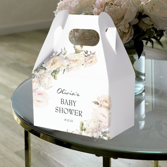 Ivory Peony Floral Neutral Favor Presentaskar (Skapare uppladdad)