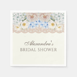 Ivory Peony Hydrangea Bridal Shower Paper Napkin Pappersservett