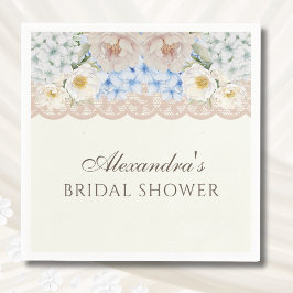 Ivory Peony Hydrangea Bridal Shower Paper Napkin Pappersservett