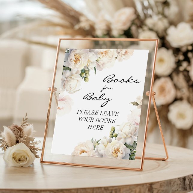 Ivory Peony Neutral Books for Baby Sign Poster (Skapare uppladdad)
