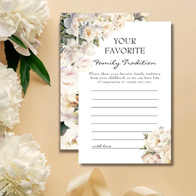 Ivory Peony Neutral Family Tradition Card (Skapare uppladdad)